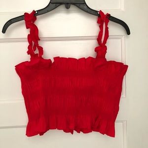 Smocked Red Crop Top